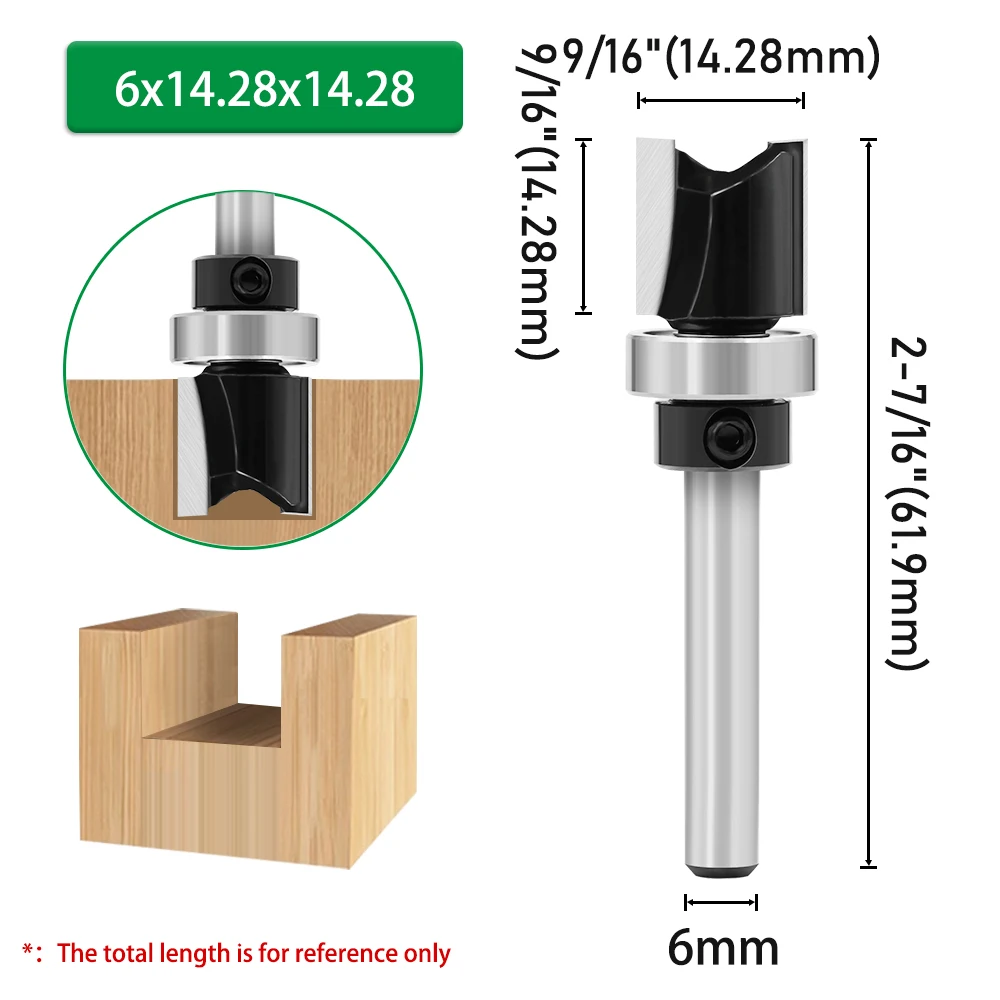 LAVIE 1pc 6mm 1/4"Shank Bearing Straight Router Bit Cutter Milling Cutter Woodworking Tools C06013A