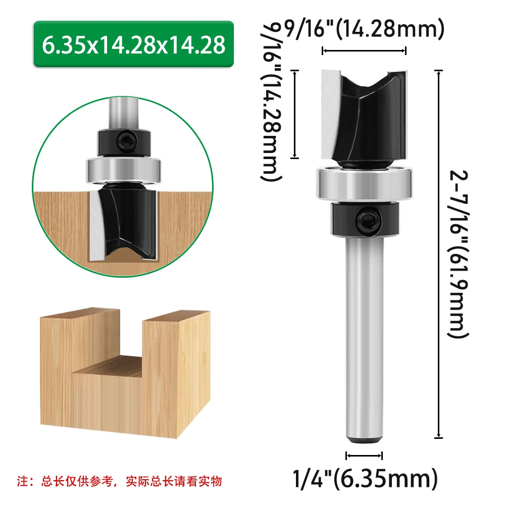 LAVIE 1pc 6mm 1/4"Shank Bearing Straight Router Bit Cutter Milling Cutter Woodworking Tools C06013A