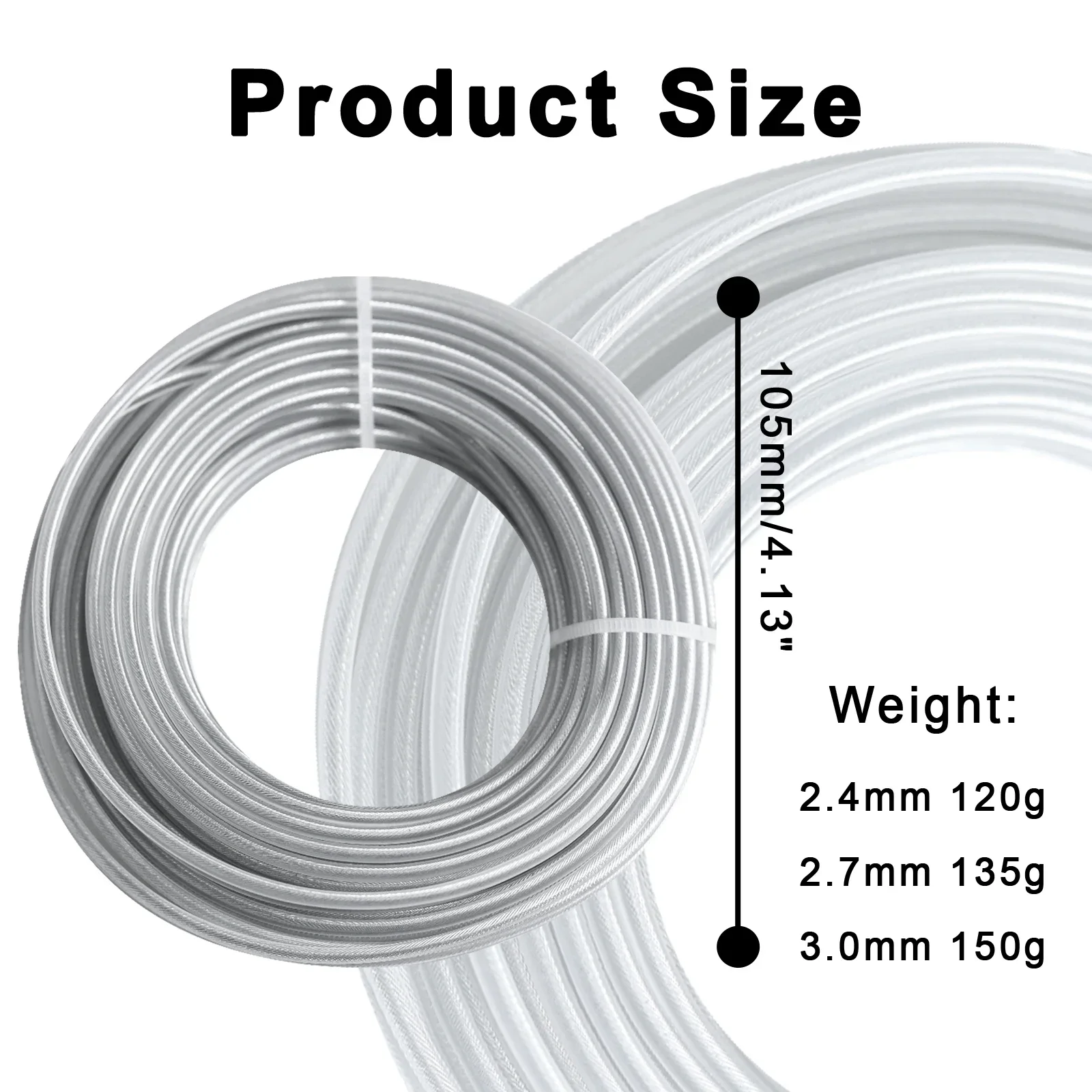 2.0/2.4/2.7/3.0/4.0mm*15m Steel Wire Nylon Grass Trimmer Line Round Brushcutter Trimmer Rope Brush Cutter Wires Rope Accessories