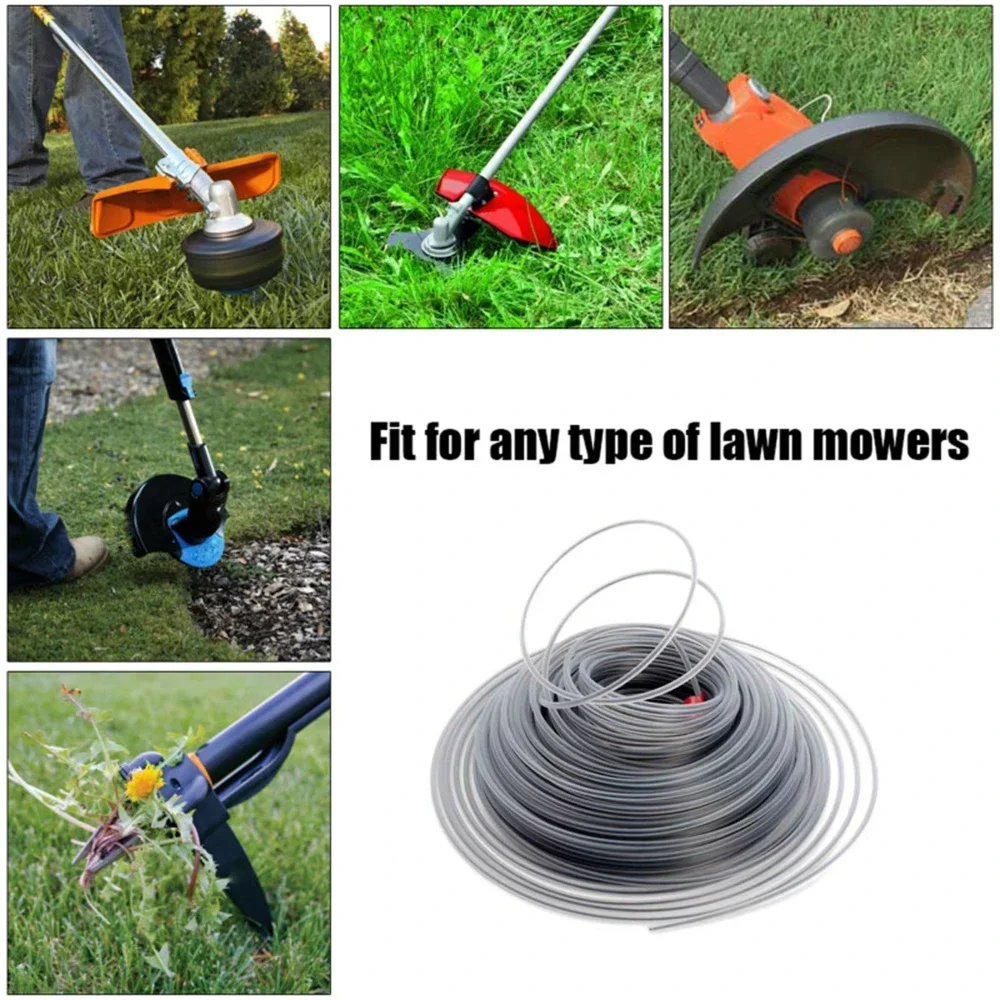 2.0/2.4/2.7/3.0/4.0mm*15m Steel Wire Nylon Grass Trimmer Line Round Brushcutter Trimmer Rope Brush Cutter Wires Rope Accessories