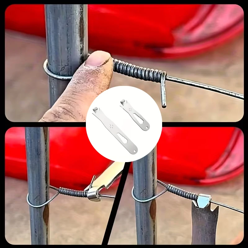 3in1Multi-Functional Wire Twisting Tool for T Post Clips &Fencing Wire,Steel Wire Twister Strainer with Hook & 3 Hexagonal Holes