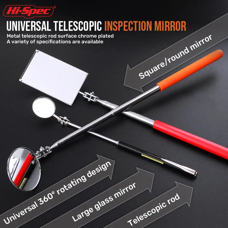 Extendible Inspection Rotatable Mirror Auto Telescoping Inspection Round Mirror Extending Hand Tools Set Detection Tool