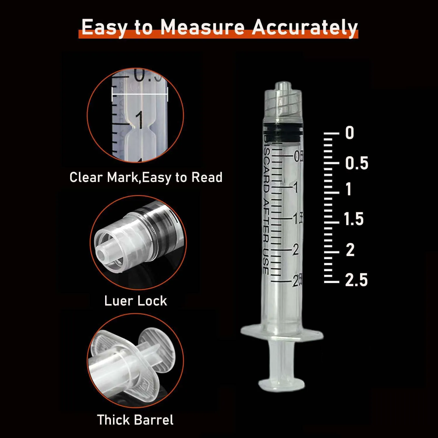 100 Pack 2ml(2.5ml) Disposable Luer Lock Syringes with 23Ga Stainless Needle For Pet Measuring Liquid Refilling Cartridges