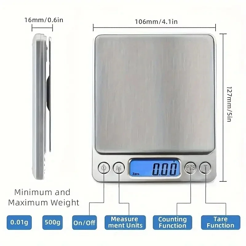 3kg-0.1g High precision jewelry scale Mini electronic pocket weighing portable household kitchen scale food weighing precision