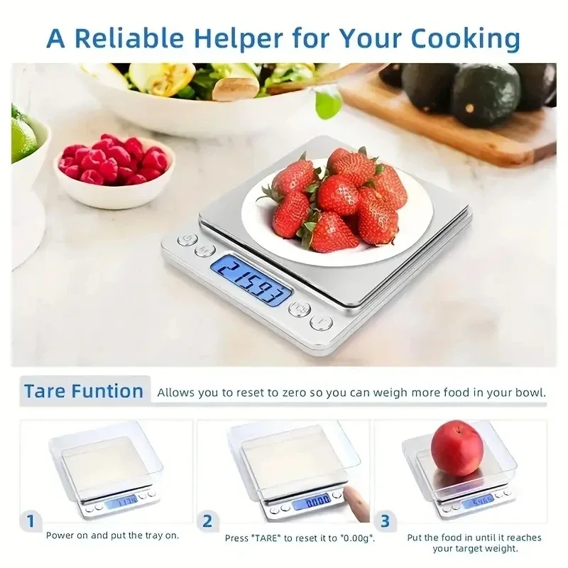 3kg-0.1g High precision jewelry scale Mini electronic pocket weighing portable household kitchen scale food weighing precision
