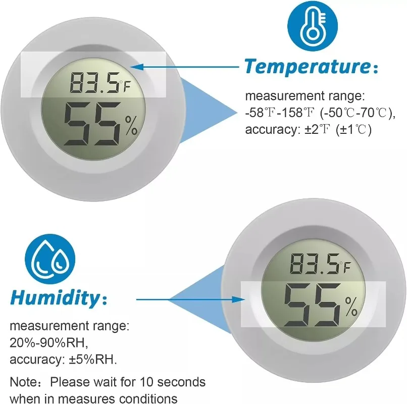 NEW Mini Hygrometer Thermometer Fahrenheit or Celsius Meter Digital LCD Monitor Indoor Room Round Humidity Temperature Gauge