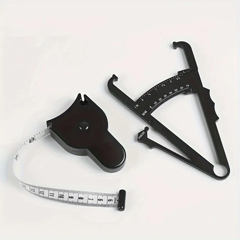 1 Set Body Fat Measuring Device and Waist Tape Combination-Handheld Fat Meter and Tape Measure,Portable Fitness Measurement Too