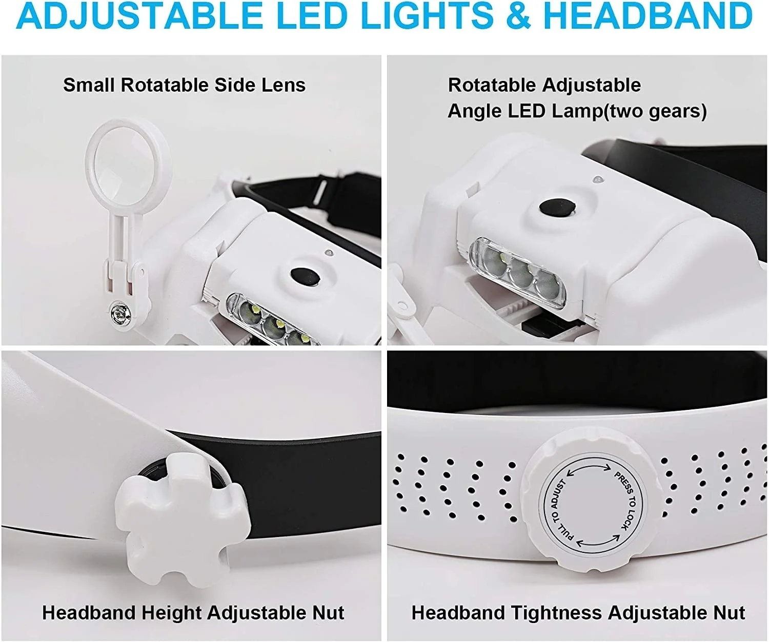 ZK30 Headband Magnifier Illuminated Rechargeable Repair Solder Magnify Glasses Interchangeable Lens Third Hand Loupe For Solder