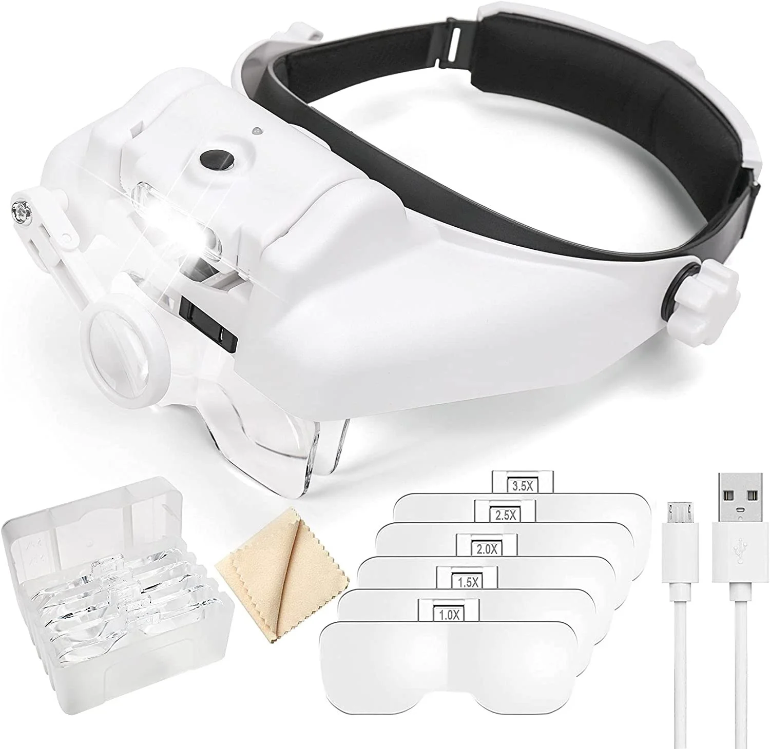 ZK30 Headband Magnifier Illuminated Rechargeable Repair Solder Magnify Glasses Interchangeable Lens Third Hand Loupe For Solder