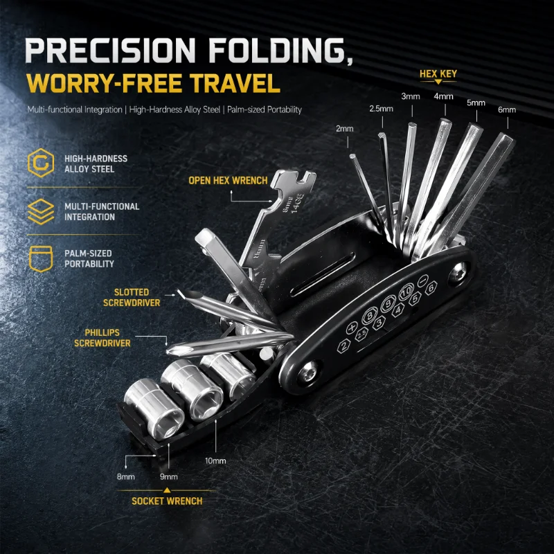 16-in-1 Socket Wrench Set, Non-Slip Rotating Head. Durable Stainless Steel for Home & Car Repairs. Easy & Universal Tool
