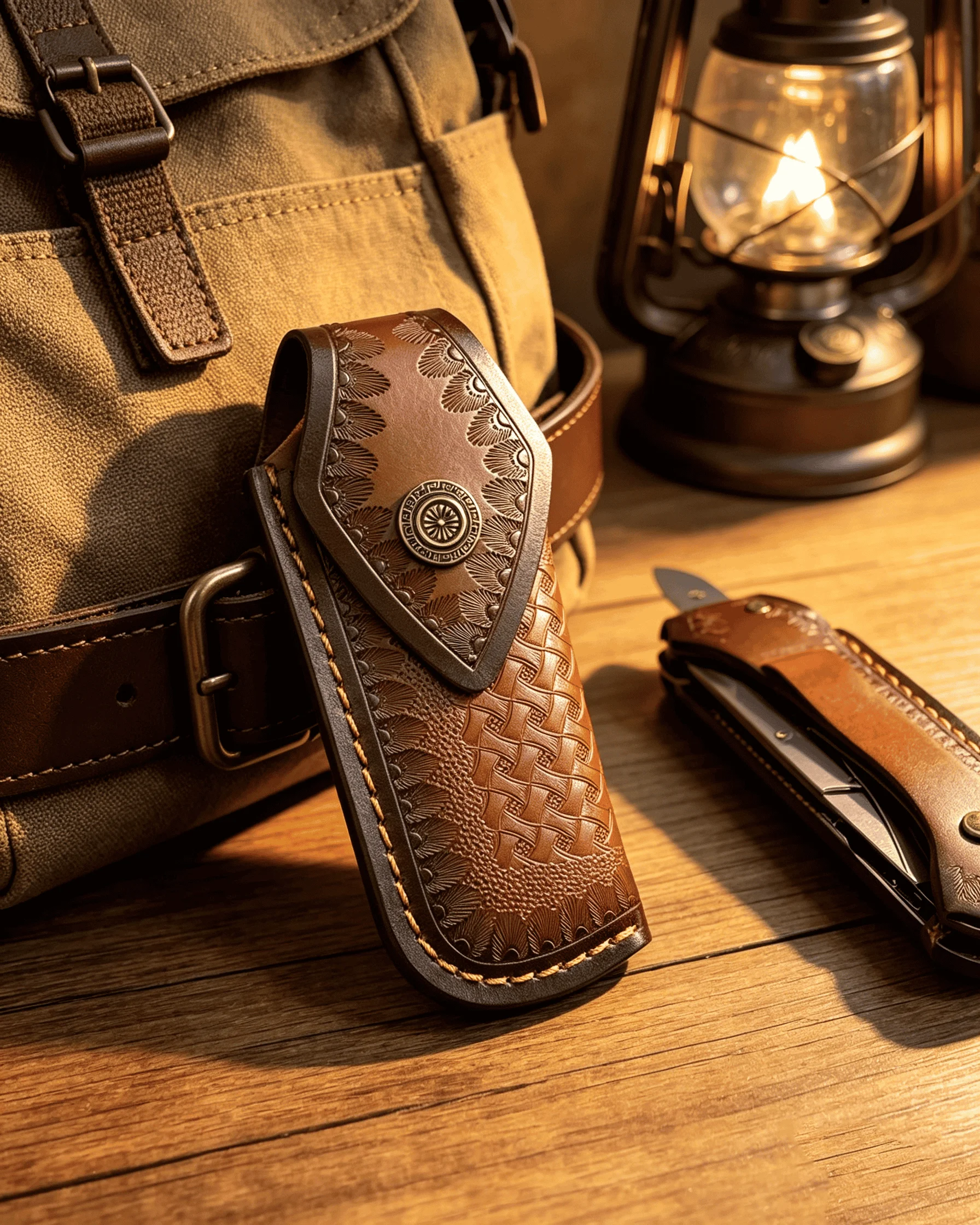 Exquisite Single-Edged Knife Sheath, Leather Folding Knife Sheath, Outdoor Knife Sheath, Multi-Purpose Knife Sheath