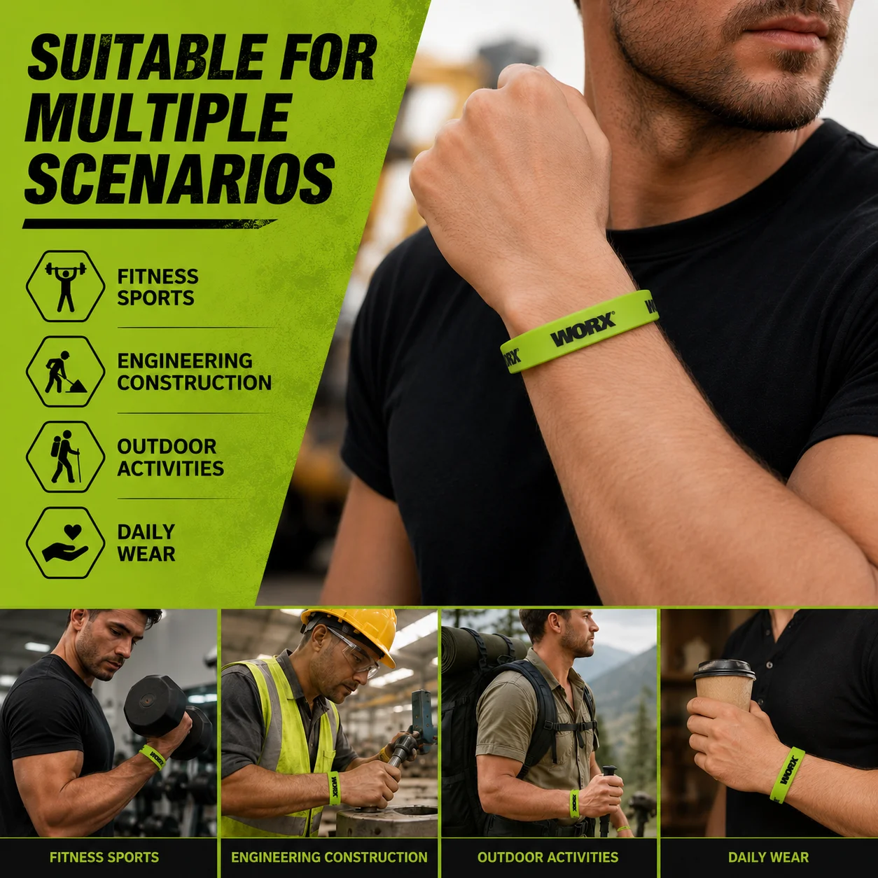 WORX sports wristband tool decoration couple basketball sports wristband fitness rubber wristband