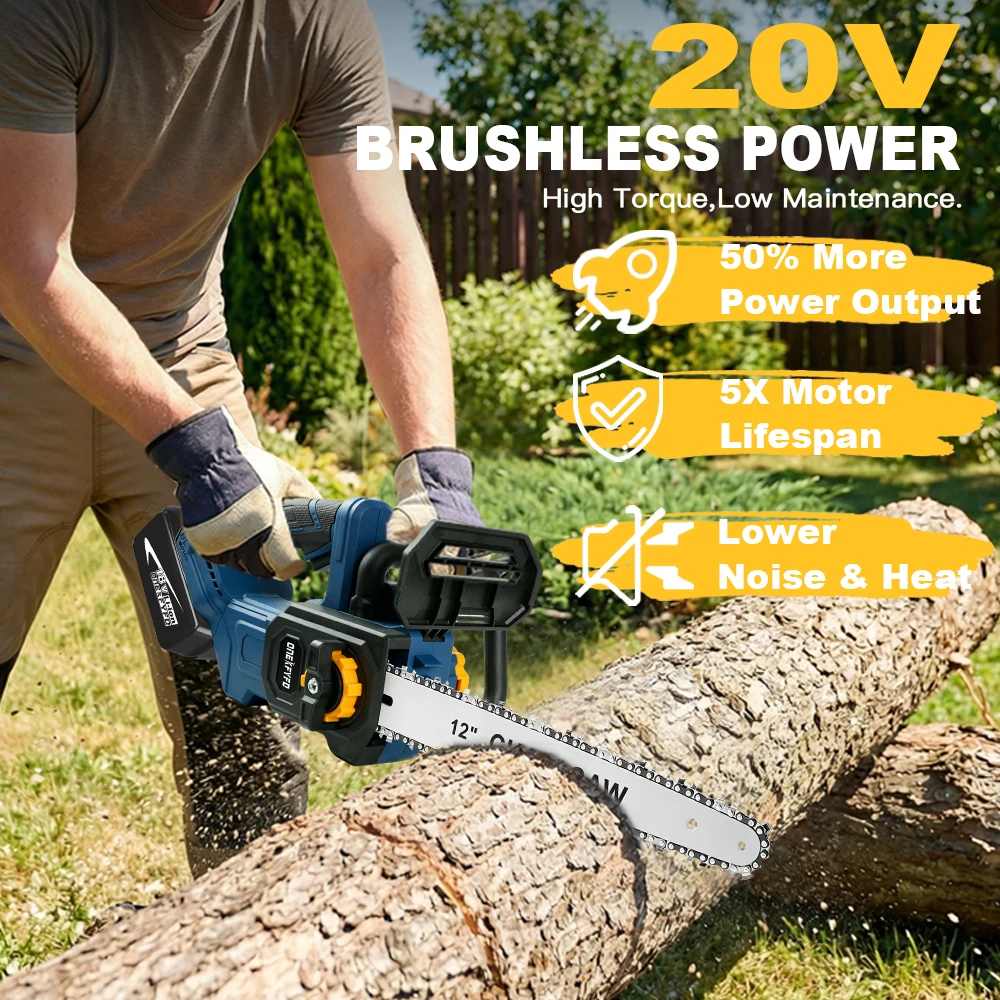 12 Inch Brushless Electric Saw Cordless Electric Chainsaw Woodworking Garden Pruning Saw Tools For Makita 18V Battery Pins
