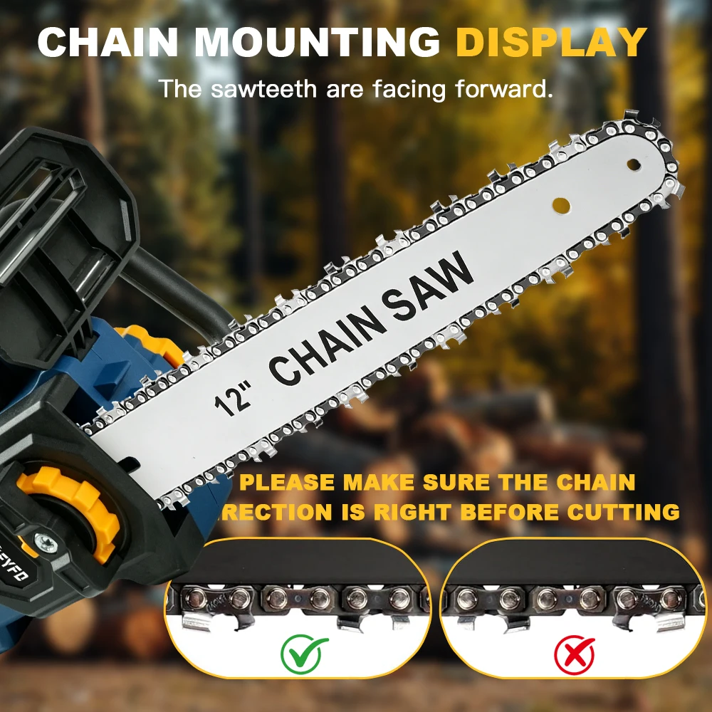 12 Inch Brushless Electric Saw Cordless Electric Chainsaw Woodworking Garden Pruning Saw Tools For Makita 18V Battery Pins