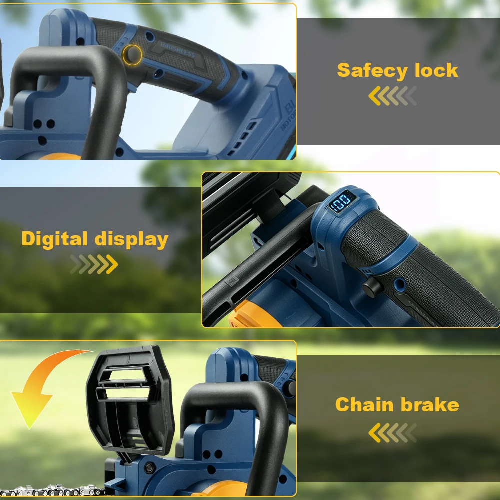 12 Inch Brushless Electric Saw Cordless Electric Chainsaw Woodworking Garden Pruning Saw Tools For Makita 18V Battery Pins