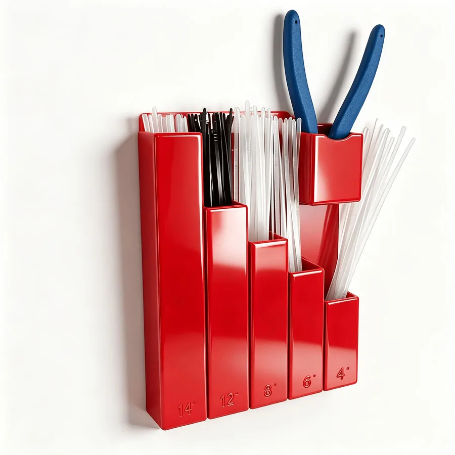 6-Grid Wall Mount Cable Tie Organizer 1Pc, Multipurpose Storage Rack for Garage Shed Workshop Tool Cart Shelf