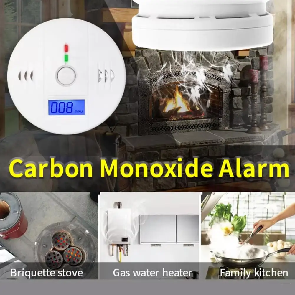 LCD CO Sensor Alarm Carbon Monoxide Smoke Detector Built In 85dB Siren CO Carbon Monoxide Alarm Sound And Light