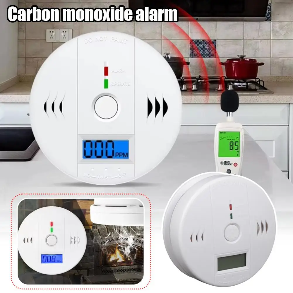 LCD CO Sensor Alarm Carbon Monoxide Smoke Detector Built In 85dB Siren CO Carbon Monoxide Alarm Sound And Light