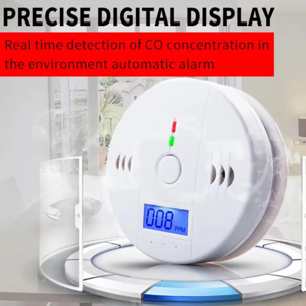 LCD CO Sensor Alarm Carbon Monoxide Smoke Detector Built In 85dB Siren CO Carbon Monoxide Alarm Sound And Light