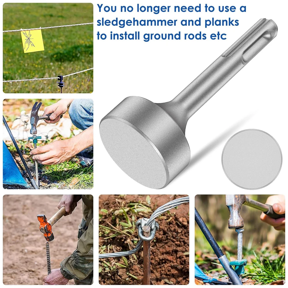 85mm Heavy Duty - Forged Steel Drill Bit Hammer Attachment Ground Rod Driver For Grounding Rods Fence Installation Wear Bits