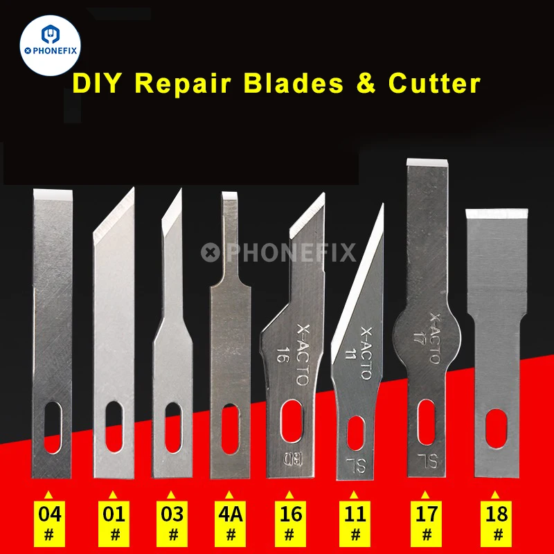 10pcs Wood Paper Cutter Pen Knife Carving Knife IC Chips Remover for Phone Motherboard Repair Pry Opening Thin Blades Set