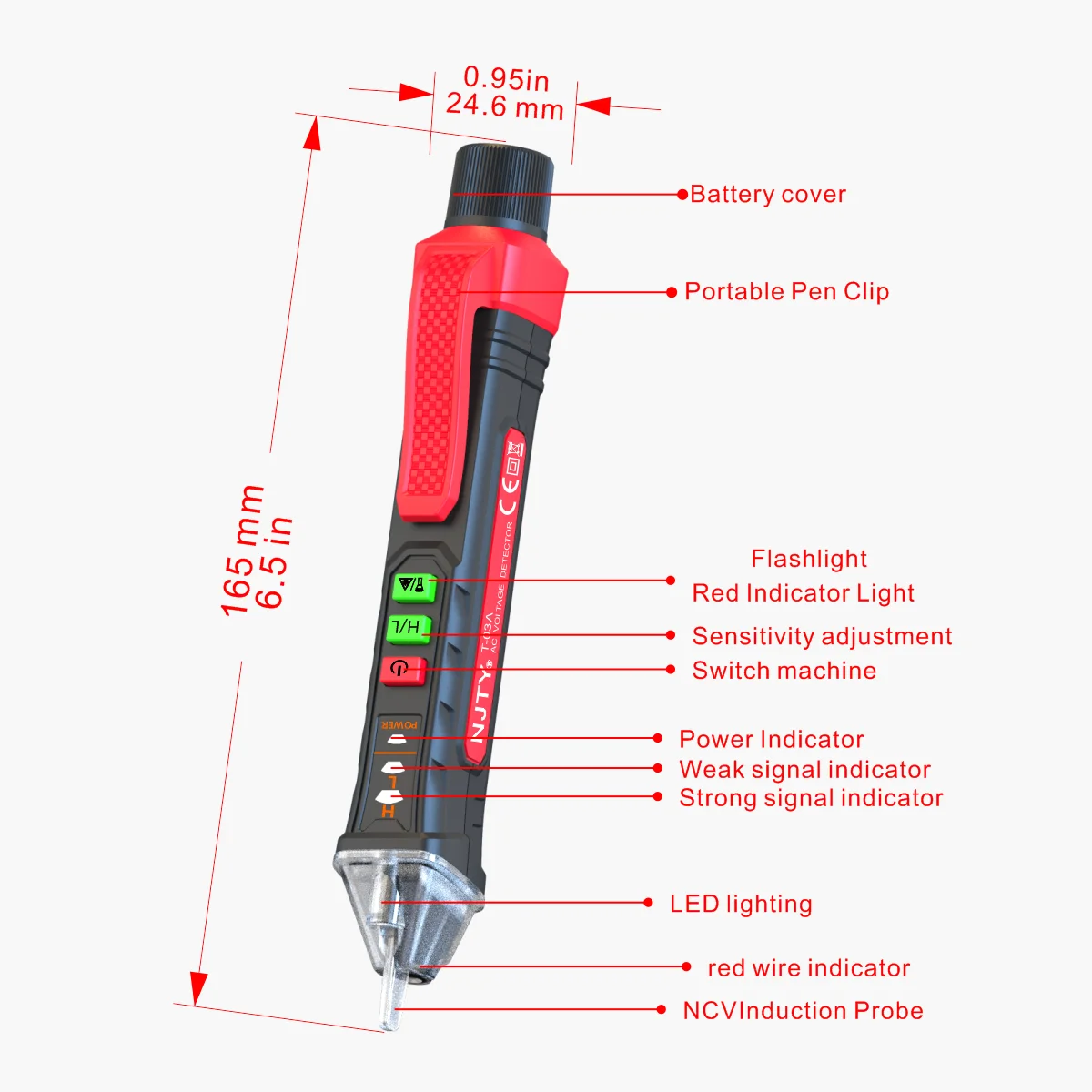 NJTY T-03 Circuit Breaker Finders Electrical Instrument Breakpoints Detector Live Wire Checking Socket Testor Laser Voltage Pen
