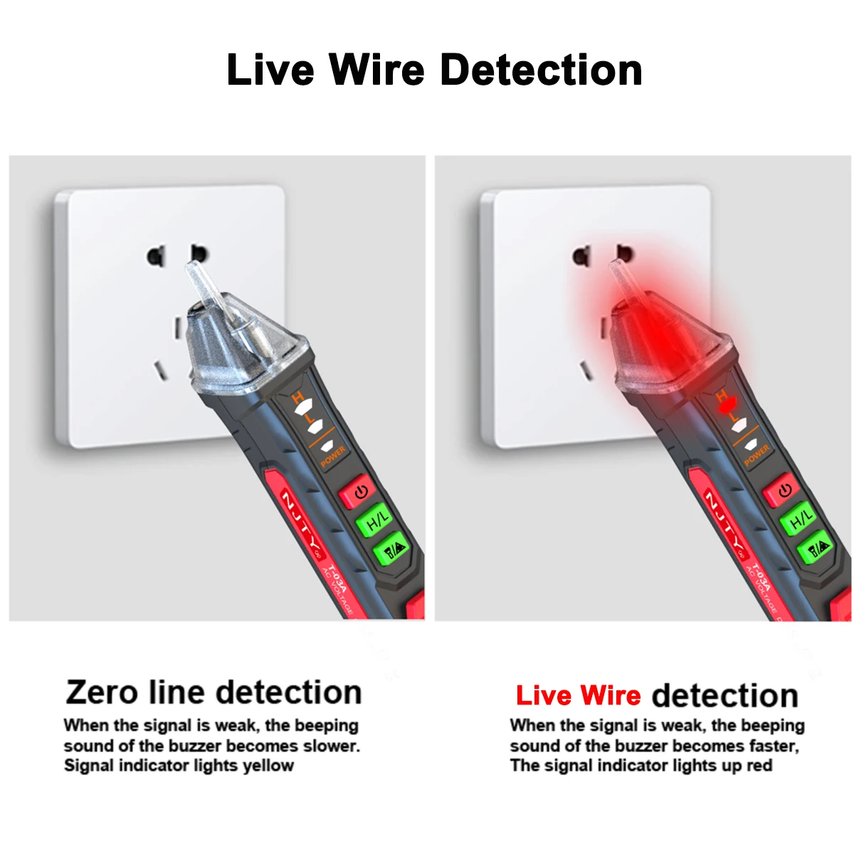 NJTY T-03 Circuit Breaker Finders Electrical Instrument Breakpoints Detector Live Wire Checking Socket Testor Laser Voltage Pen