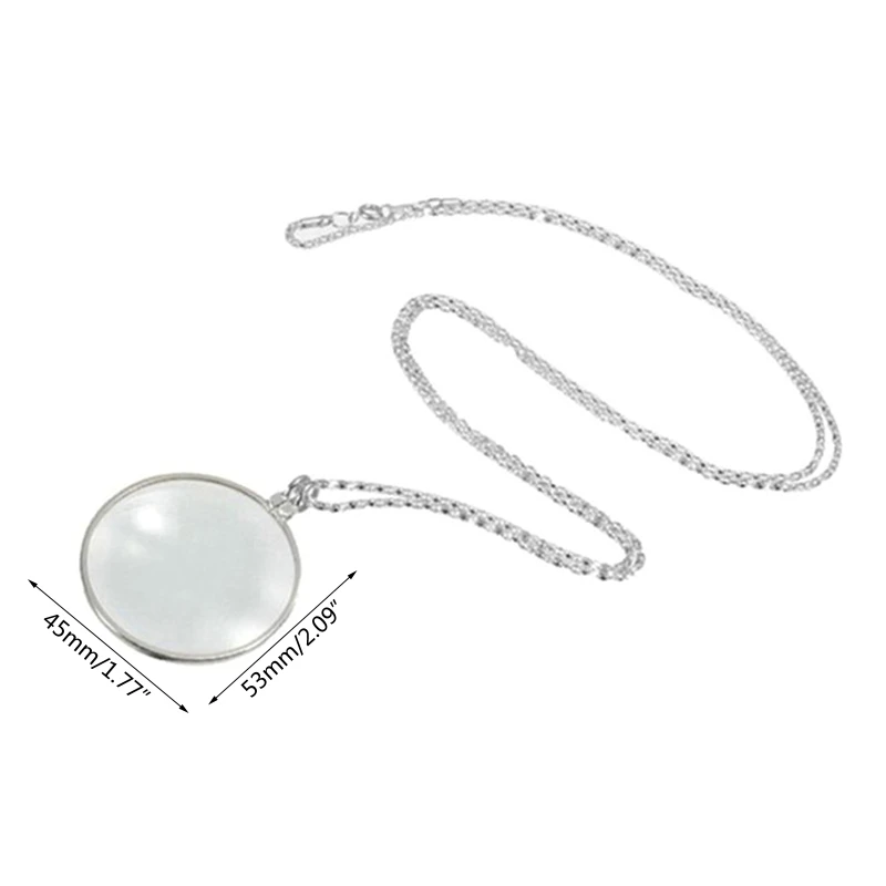 6X Magnifying Glass Reading Glasses Pendant Jewelry Optical Magnifier with Chain Necklace Neckglasses Portable Monocle Gift