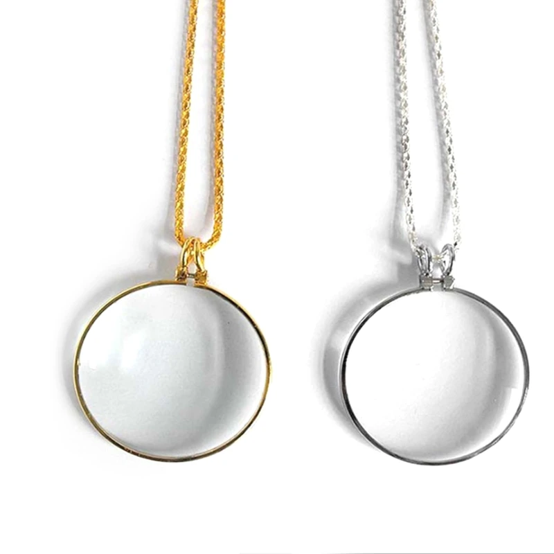 6X Magnifying Glass Reading Glasses Pendant Jewelry Optical Magnifier with Chain Necklace Neckglasses Portable Monocle Gift