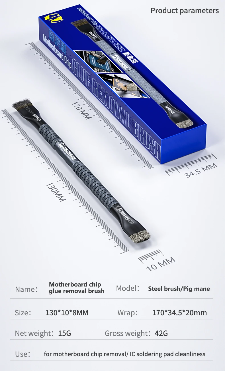 Mechanic Steel Brush Motherboard Chip Glue Removal IC Pad Cleaning PCB CPU Clean Dust PCB BGA Repair Soldering Brush