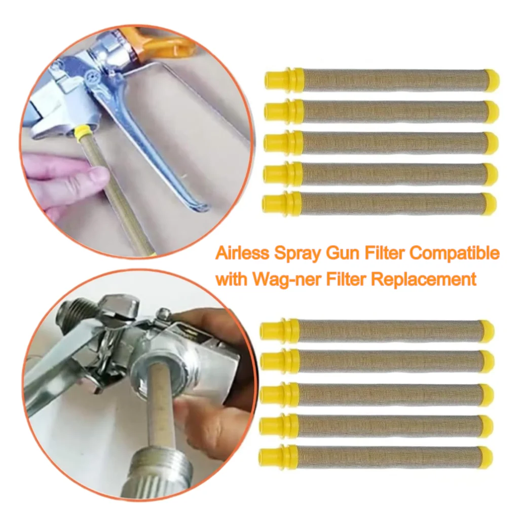 Airless Paint Sprayer Gun Filters for Wagner Filter Replacement (10 PCS, 100 Mesh, Yellow)