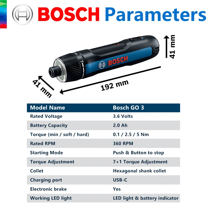 BOSCH GO 3/4 Cordless Screwdriver 3.6/4V Lithiumion Battery Rechargeable Cordless Drill with Box Bosch GO3 Professional Tool Set