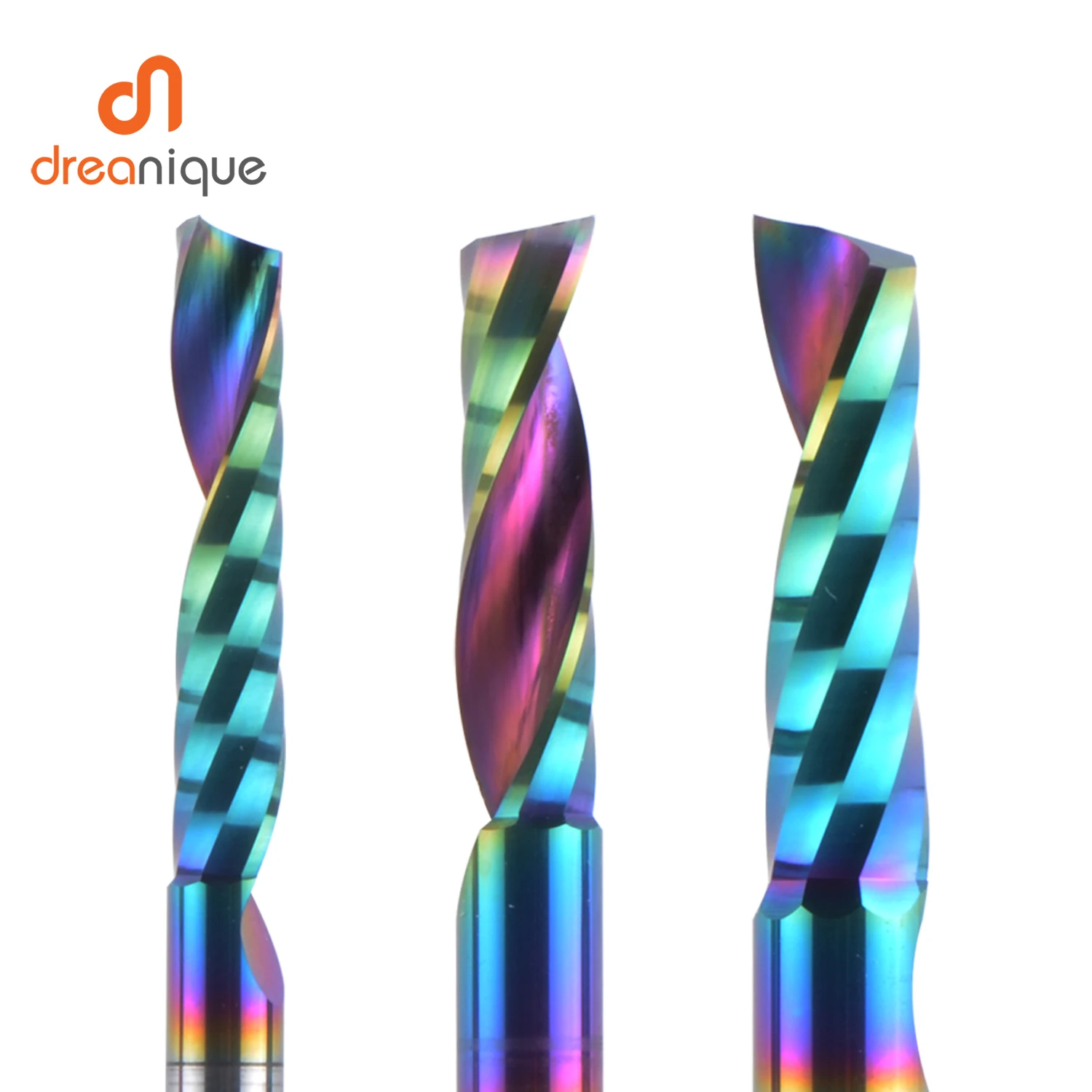 Dreanique 1pc 6mm Shank Single Flute Carbide Spiral End Mill Aluminum 3D CNC Engraving Woodworking Acrylic DLC Coating