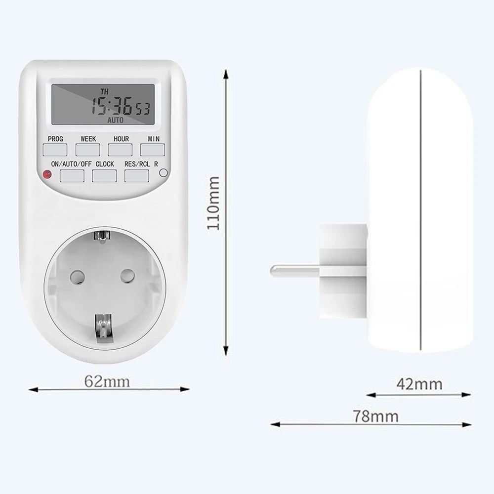 EU Plug Timer Switch Digital Power Socket Energy Saving Adjustable Kitchen Timer Outlet Week Hour Programmable Timing Socket