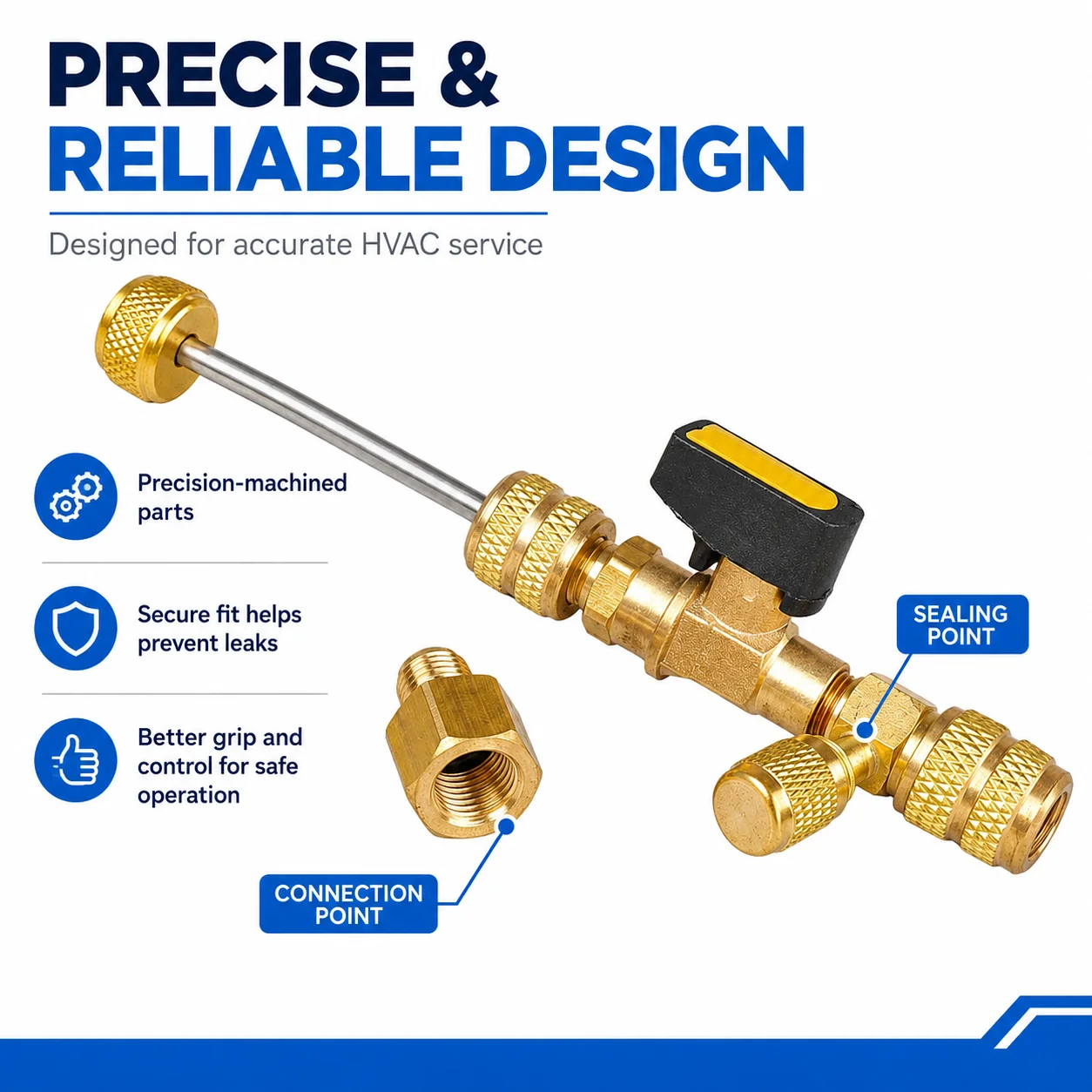 Dual Size 1/4" & 5/16" Port Valve Core Remover Installer Kit Tool with 10PCS 5v1 Valve Cores and Double Head for Refrigerant