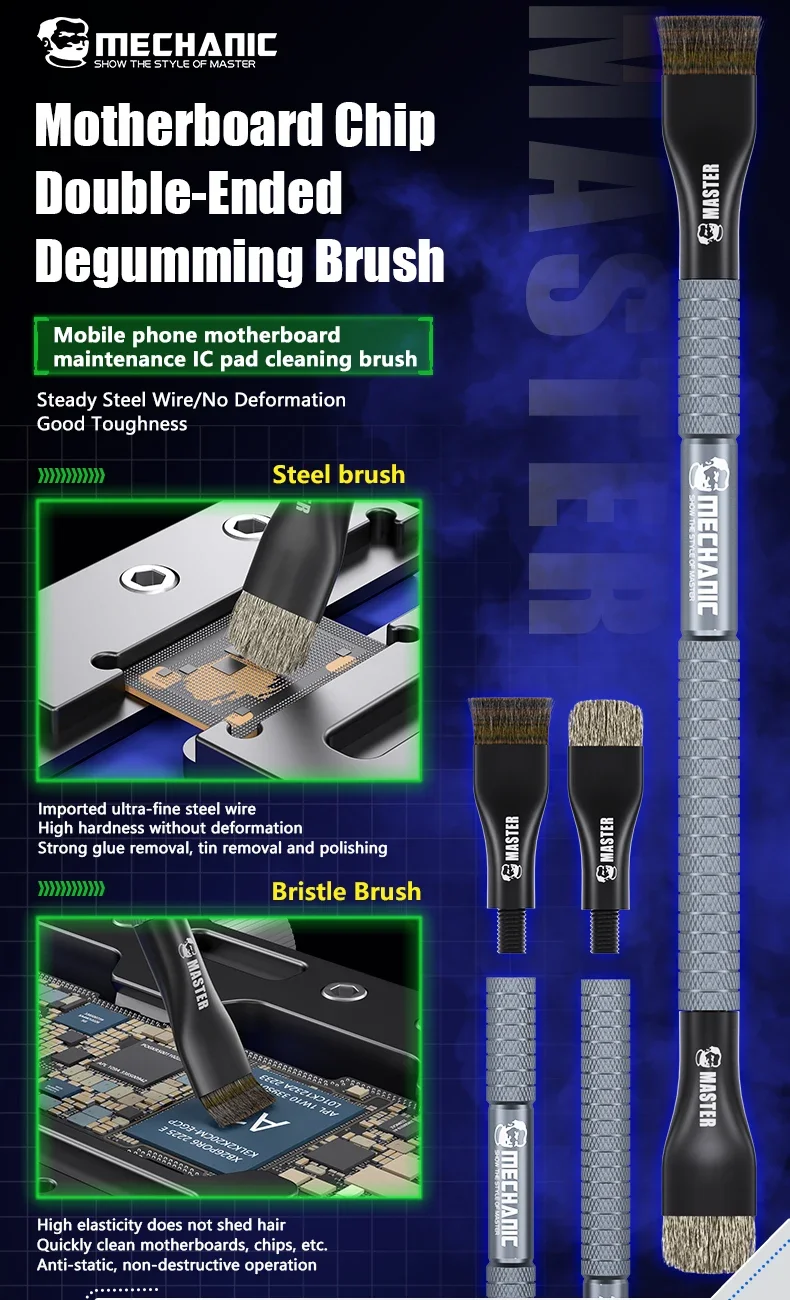 Mechanic Steel Brush Motherboard Chip Glue Removal IC Pad Cleaning PCB CPU Clean Dust PCB BGA Repair Soldering Brush