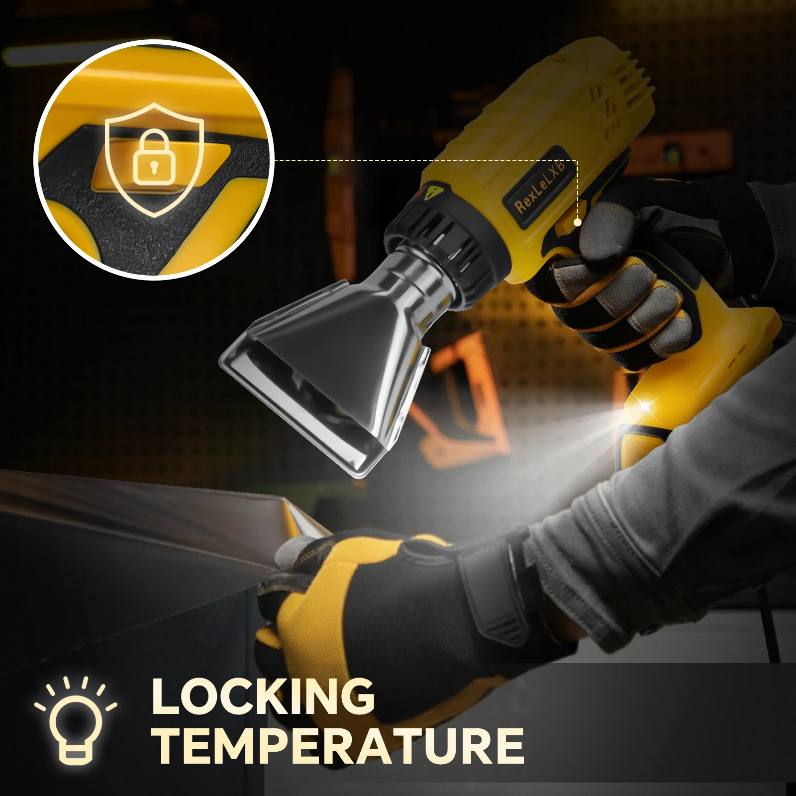 400W Cordless Heat Gun Adjustable Temperature 50℃-550℃ Fast Heating Hot Air Gun Shrink Wrapping for Dewalt 20V Battery Pin