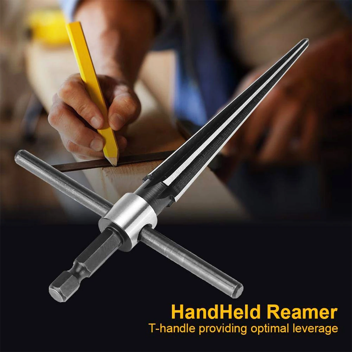Tapered Hex Reamer,Tapered Reamer,T Handle Taper Reamer, Reamer Tool, Bridge Pin Hole Handheld T Shape Hand Reamer