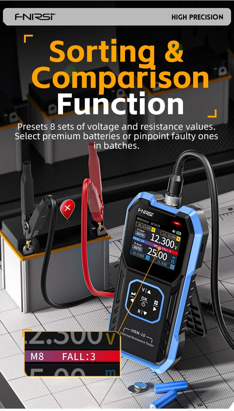 FNIRSI HRM-10 Battery Voltage Intemal Resistance Tester High-precision Trithium Lithium lron Phosphate 18650 Battery Tester