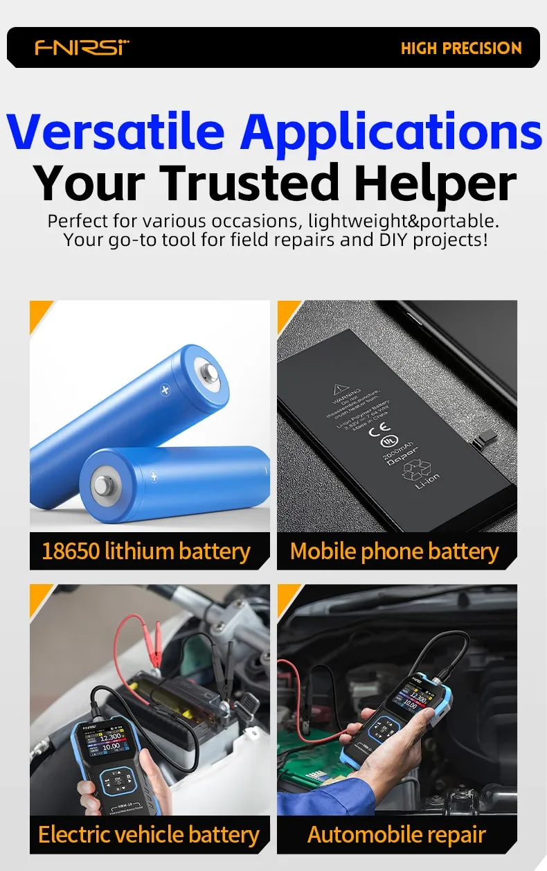 FNIRSI HRM-10 Battery Voltage Intemal Resistance Tester High-precision Trithium Lithium lron Phosphate 18650 Battery Tester