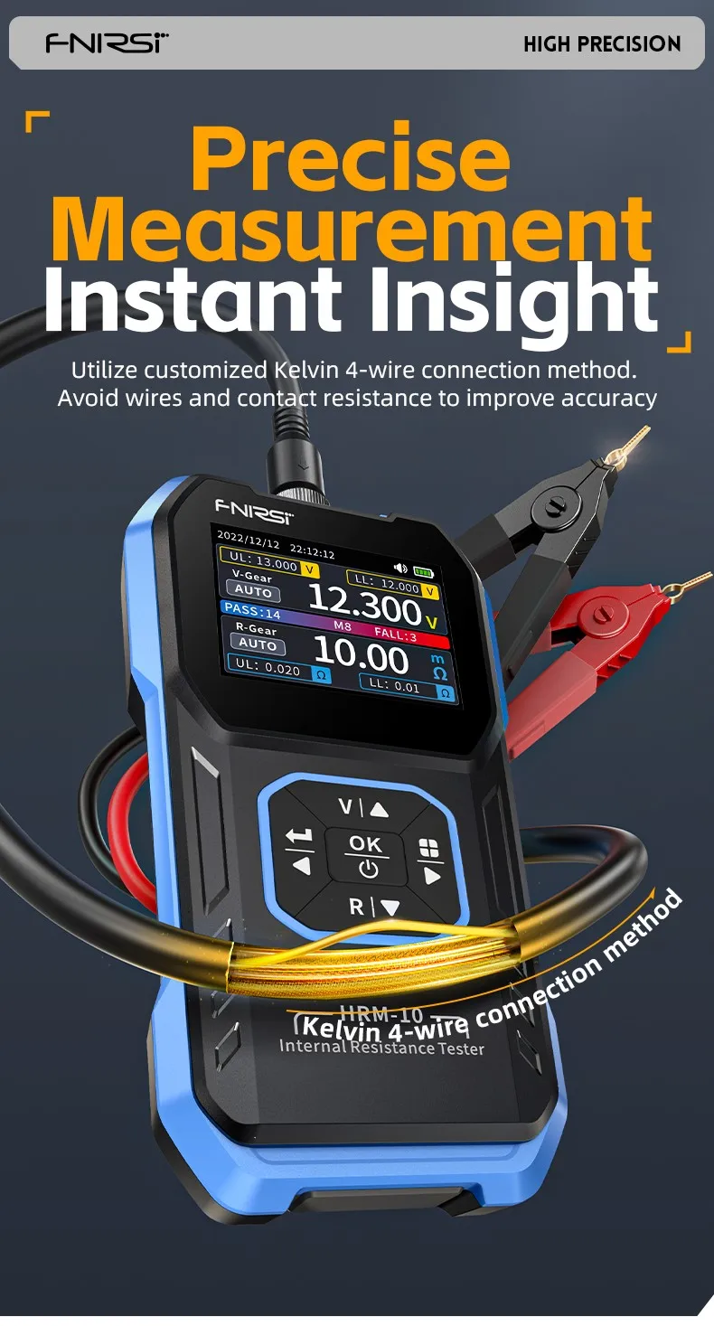 FNIRSI HRM-10 Battery Voltage Intemal Resistance Tester High-precision Trithium Lithium lron Phosphate 18650 Battery Tester