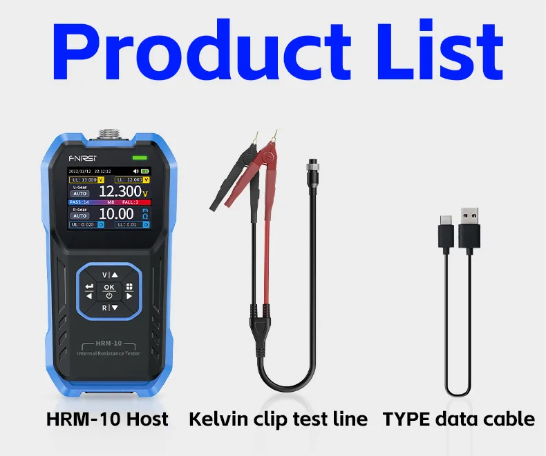 FNIRSI HRM-10 Battery Voltage Intemal Resistance Tester High-precision Trithium Lithium lron Phosphate 18650 Battery Tester