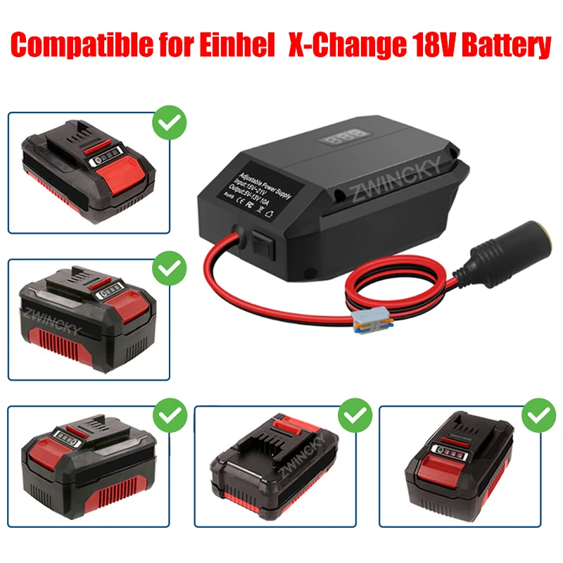 18V to 12V Step Down Converter For Makita/Dewal/Milwaukee/Bosch, Battery Adapter Cigarette Lighter Adapter Power Wheel Adapter