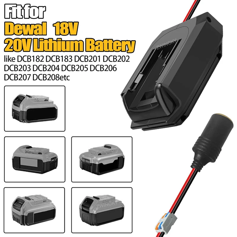 18V to 12V Step Down Converter For Makita/Dewal/Milwaukee/Bosch, Battery Adapter Cigarette Lighter Adapter Power Wheel Adapter