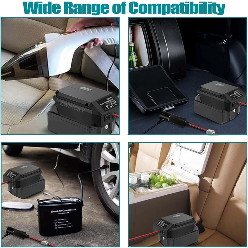 18V to 12V Step Down Converter For Makita/Dewal/Milwaukee/Bosch, Battery Adapter Cigarette Lighter Adapter Power Wheel Adapter
