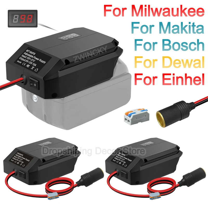 18V to 12V Step Down Converter For Makita/Dewal/Milwaukee/Bosch, Battery Adapter Cigarette Lighter Adapter Power Wheel Adapter