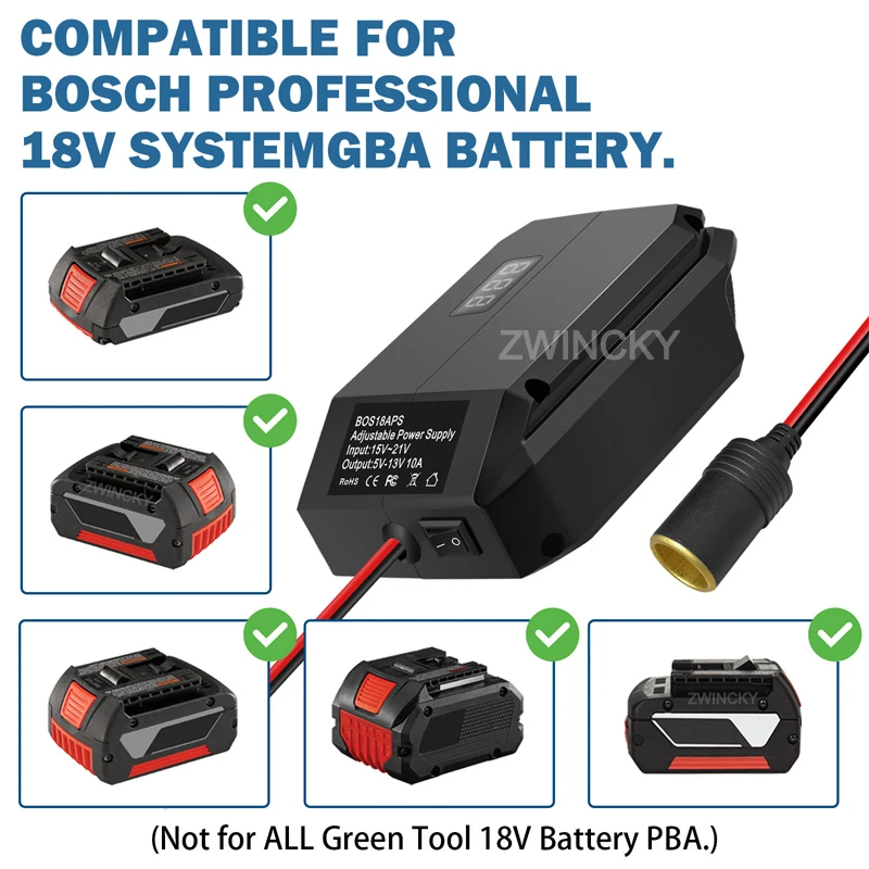 18V to 12V Step Down Converter For Makita/Dewal/Milwaukee/Bosch, Battery Adapter Cigarette Lighter Adapter Power Wheel Adapter