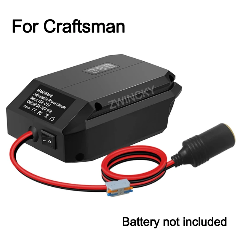 18V to 12V Step Down Converter For Makita/Dewal/Milwaukee/Bosch, Battery Adapter Cigarette Lighter Adapter Power Wheel Adapter