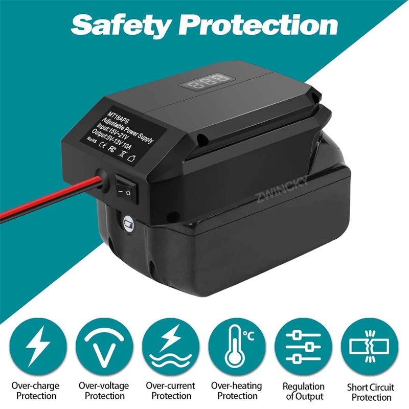 18V to 12V Step Down Converter For Makita/Dewal/Milwaukee/Bosch, Battery Adapter Cigarette Lighter Adapter Power Wheel Adapter
