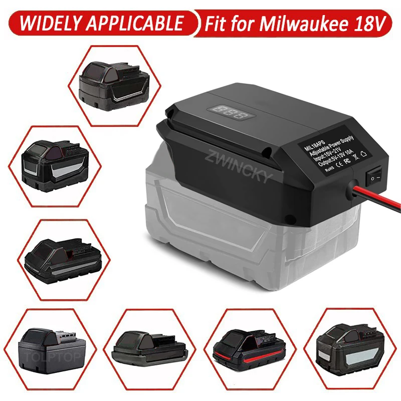 18V to 12V Step Down Converter For Makita/Dewal/Milwaukee/Bosch, Battery Adapter Cigarette Lighter Adapter Power Wheel Adapter